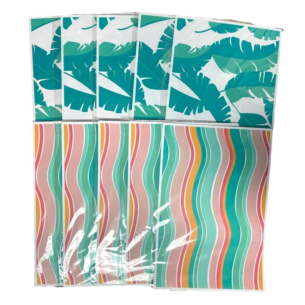 SET OF 10 Tropical Floral Wipe Clean Placemats Reusable 14"x9.5" Indoor/Outdoor
